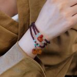 Natural garnet & red agate three-layer stacked bracelet, high-end Chinese style retro wrist jewelry for women.