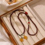 Natural garnet & red agate three-layer stacked bracelet, high-end Chinese style retro wrist jewelry for women. - Image 2