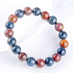 Multicolor natural Pietersite bead bracelet, colorful wood stone & storm stone, high-quality gem bulk supply.