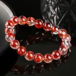 Flower inclusion crystal bracelet, natural crystal embedded with rose petals, fashion lucky stone jewelry bulk supply.