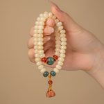 Jadeified Bodhi Root Bracelet, unisex wearable prayer beads hand jewelry. - Image 4
