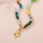 Bohemian natural stone beaded necklace, stainless steel heart and flower pendant, fashion clavicle chain. - Image 4