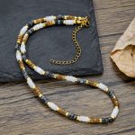 French high-contrast color round stone necklace, minimalist ethnic beaded clavicle chain, new versatile neck accessories - Image 4