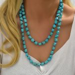 Retro turquoise necklace, irregular stone knotted sweater chain, fashion jewelry wholesale. - Image 2