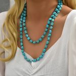 Retro turquoise necklace, irregular stone knotted sweater chain, fashion jewelry wholesale. - Image 3