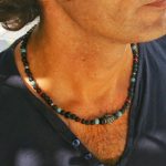 Unisex Tibetan ethnic neck ornament, vintage imitation natural stone beaded design, trendy high-end clavicle chain wholesale.