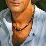 Unisex Tibetan ethnic neck ornament, vintage imitation natural stone beaded design, trendy high-end clavicle chain wholesale. - Image 2