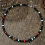 Unisex Tibetan ethnic neck ornament, vintage imitation natural stone beaded design, trendy high-end clavicle chain wholesale. - Image 3