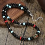 Unisex Tibetan ethnic neck ornament, vintage imitation natural stone beaded design, trendy high-end clavicle chain wholesale. - Image 4