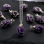 Irregular Natural Amethyst Pendant, Handmade Wire Wrapped Raw Amethyst Charm, DIY Jewelry Accessories Wholesale
