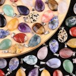 Natural Crystal Agate Flat Teardrop Pendant, Stone Charms, DIY Jewelry Accessories Wholesale