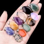 Natural Crystal Agate Flat Teardrop Pendant, Stone Charms, DIY Jewelry Accessories Wholesale - Image 3
