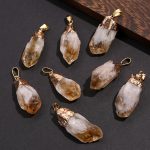 Natural Citrine Electroplated Raw Stone Pendant, Irregular Crystal Chip Necklace Charms, DIY Jewelry Accessories Wholesale - Image 2