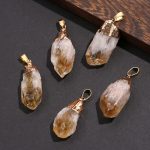 Natural Citrine Electroplated Raw Stone Pendant, Irregular Crystal Chip Necklace Charms, DIY Jewelry Accessories Wholesale - Image 3