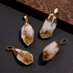 Natural Citrine Electroplated Raw Stone Pendant, Irregular Crystal Chip Necklace Charms, DIY Jewelry Accessories Wholesale - Image 4