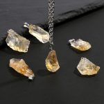 Citrine Electroplated Raw Stone Pendant, Irregular Crystal Necklace Charms, Versatile DIY Jewelry Accessories Wholesale - Image 2
