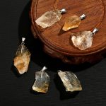 Citrine Electroplated Raw Stone Pendant, Irregular Crystal Necklace Charms, Versatile DIY Jewelry Accessories Wholesale - Image 3