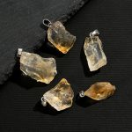 Citrine Electroplated Raw Stone Pendant, Irregular Crystal Necklace Charms, Versatile DIY Jewelry Accessories Wholesale - Image 4
