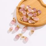 Natural Rose Quartz Raw Stone Pendant, Pink Crystal Necklace Charms, DIY Jewelry Accessories