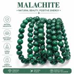 Natural Malachite Straight Grain Eye Bracelet - Versatile Green Gemstone Turquoise Beaded Strand Jewelry - Image 2