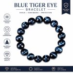 Natural Blue Tiger Eye Beaded Bracelet - Men's Imperial Blue Crystal Strand Couples Fashion Jewelry - Image 2