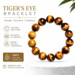 Natural Yellow Tiger Eye Beaded Bracelet - Unisex Pure Natural Crystal Strand Minimalist Hand Jewelry - Image 2