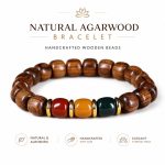 Kynam Sandalwood Old-Shaped Barrel Bead Bracelet - Three-Color Rosewood Wooden Meditation Beads Men Women - Image 2