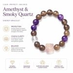 Smoky Purple Agate Beaded Bracelet - Chinese National Style Fluorite Awakening Lion Lucky Charm Jewelry - Image 2