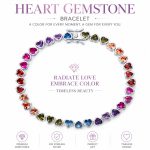 Rainbow Heart Zircon S925 Silver Bracelet - Silver Bezel Setting Colorful Gemstone Minimalist Luxury Jewelry - Image 2