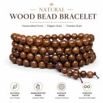 Golden Silk Sandalwood Bracelet - Solid Wood 8mm 10mm 108 Beads Buddhist Prayer Mala Men Women Gift - Image 2