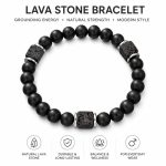 Black Obsidian Beaded Bracelet - Men's Square Volcanic Lava Stone Couples Strand Protection Jewelry - Image 2