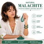 Natural Malachite Straight Grain Eye Bracelet - Versatile Green Gemstone Turquoise Beaded Strand Jewelry - Image 3