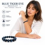 Natural Blue Tiger Eye Beaded Bracelet - Men's Imperial Blue Crystal Strand Couples Fashion Jewelry - Image 3