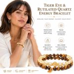Natural Golden Tiger Eye Rutilated Quartz Bracelet - Multi-Loop Citrine Stacking Luxury Crystal Jewelry Gift - Image 3
