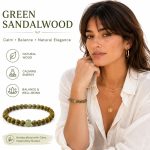 Natural Green Sandalwood Beaded Bracelet - Old Material Meditation Wooden Mala Beads Unisex Wrist Jewelry - Image 3