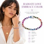Rainbow Heart Zircon S925 Silver Bracelet - Silver Bezel Setting Colorful Gemstone Minimalist Luxury Jewelry - Image 3