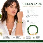 Jasper Jade Color Crystal Bracelet - Green Round Beads White Quartz New Chinese Style Beaded Strand - Image 3