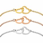 Summer Mirror Stainless Steel Double Heart Matching Bracelet - DIY Minimalist Fashion Couples Anklet & Bracelet