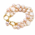 Natural Baroque Freshwater Pearl Bracelet - Premium Luxury Summer Waterproof Pearl Strand Non-Fading Hand Jewelry