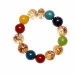 Natural Gold Foil Crackle Quartz Bracelet - Christmas New Year Gift Multi-Treasure DIY Crystal Beaded Jewelry