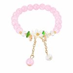 Camellia Daisy Crystal Beaded Bracelet - Colorful Crackle Glass Beads Sunflower Strand Friendship Jewelry