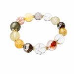 Rainbow Multi-Treasure Crystal Bracelet - Premium Yellow Phantom Rutilated Quartz Beaded Strand Hand Jewelry