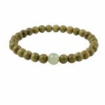 Natural Green Sandalwood Beaded Bracelet - Old Material Meditation Wooden Mala Beads Unisex Wrist Jewelry