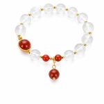 New Summer White Crystal Beaded Bracelet - Niche Premium Strawberry Quartz Strand Jewelry for Girls