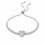 French Adjustable 2-Carat Heart Faux Moissanite Bracelet - Personalized Romantic Love Heart Chain for Women