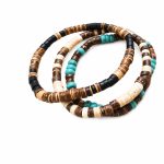Minimalist Turquoise Wood Bead Bracelet - Men's Trendy Versatile Coconut Shell Beaded Strand Jewelry