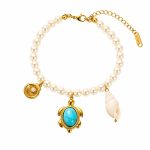 Korean Ins Fashion Ocean Pearl Bracelet - Turquoise Turtle Conch Shell Pendant Beach Jewelry