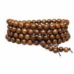 Golden Silk Sandalwood Bracelet - Solid Wood 8mm 10mm 108 Beads Buddhist Prayer Mala Men Women Gift