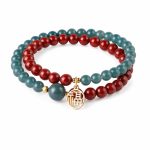 Lapis Lazuli Beaded Double Loop Bracelet - Imperial Blue Natural Sapphire Emotional Stability Jewelry